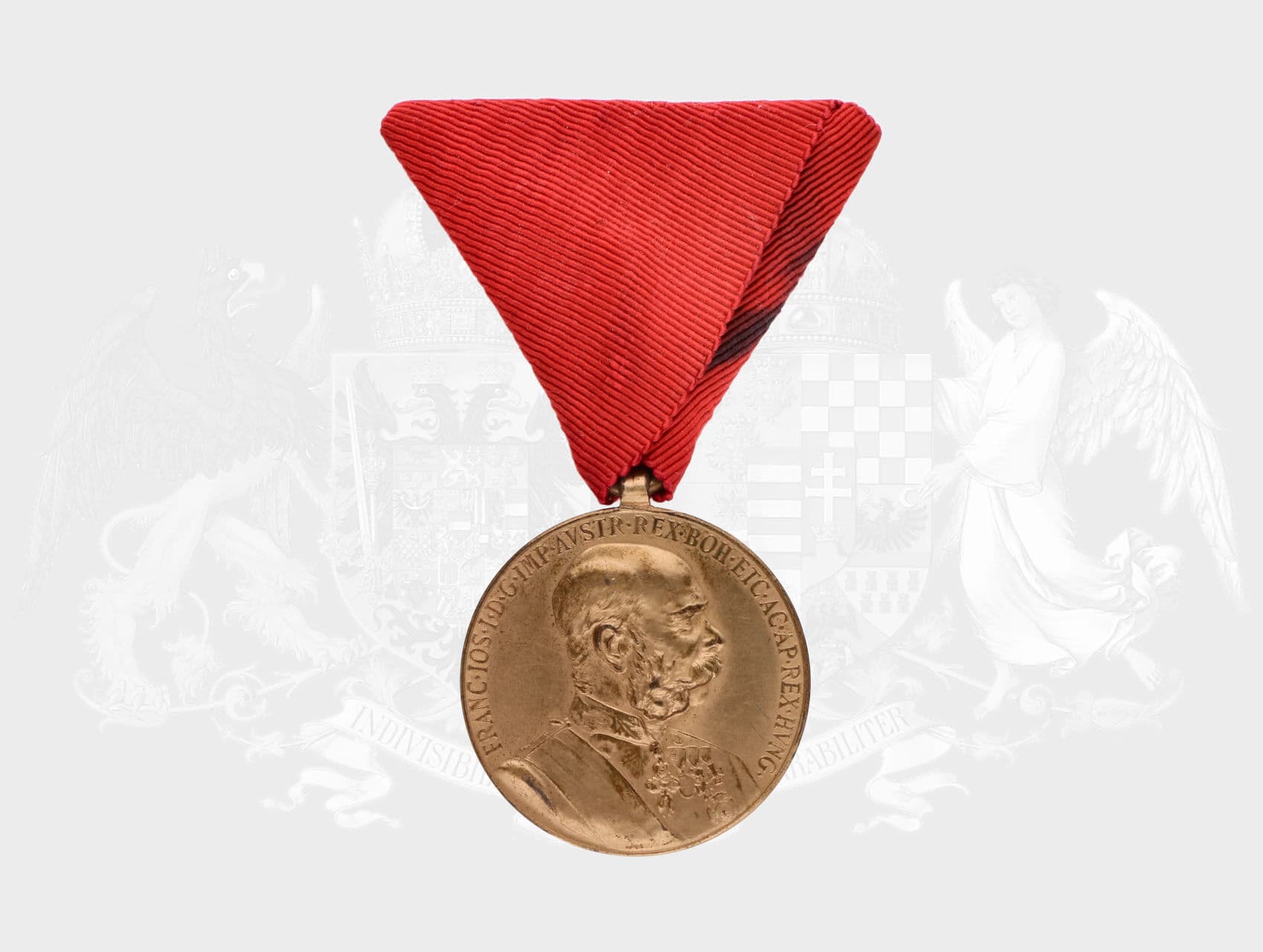 Vojenská jubilejní pam. medaile z r.1898, bronz, původní stuha