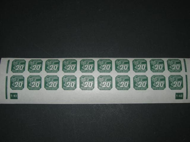 NovinovΘ 1943, spodnφ 20-ti pßs NV 16 s D╚ 1-43, B - p°eruÜen² rßm