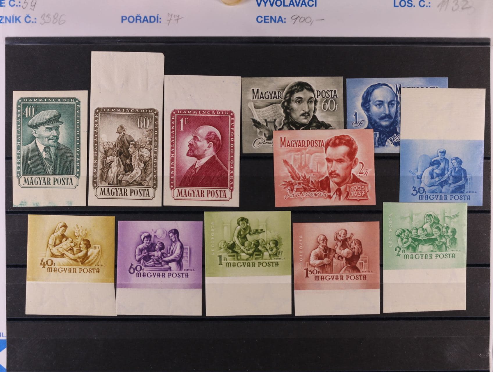 zn. Mi. č. 1351 B - 53 B, 1364 B - 69 B, 1446 B - 48 B, převážně krajové kusy, stříhané katalog neuvádí