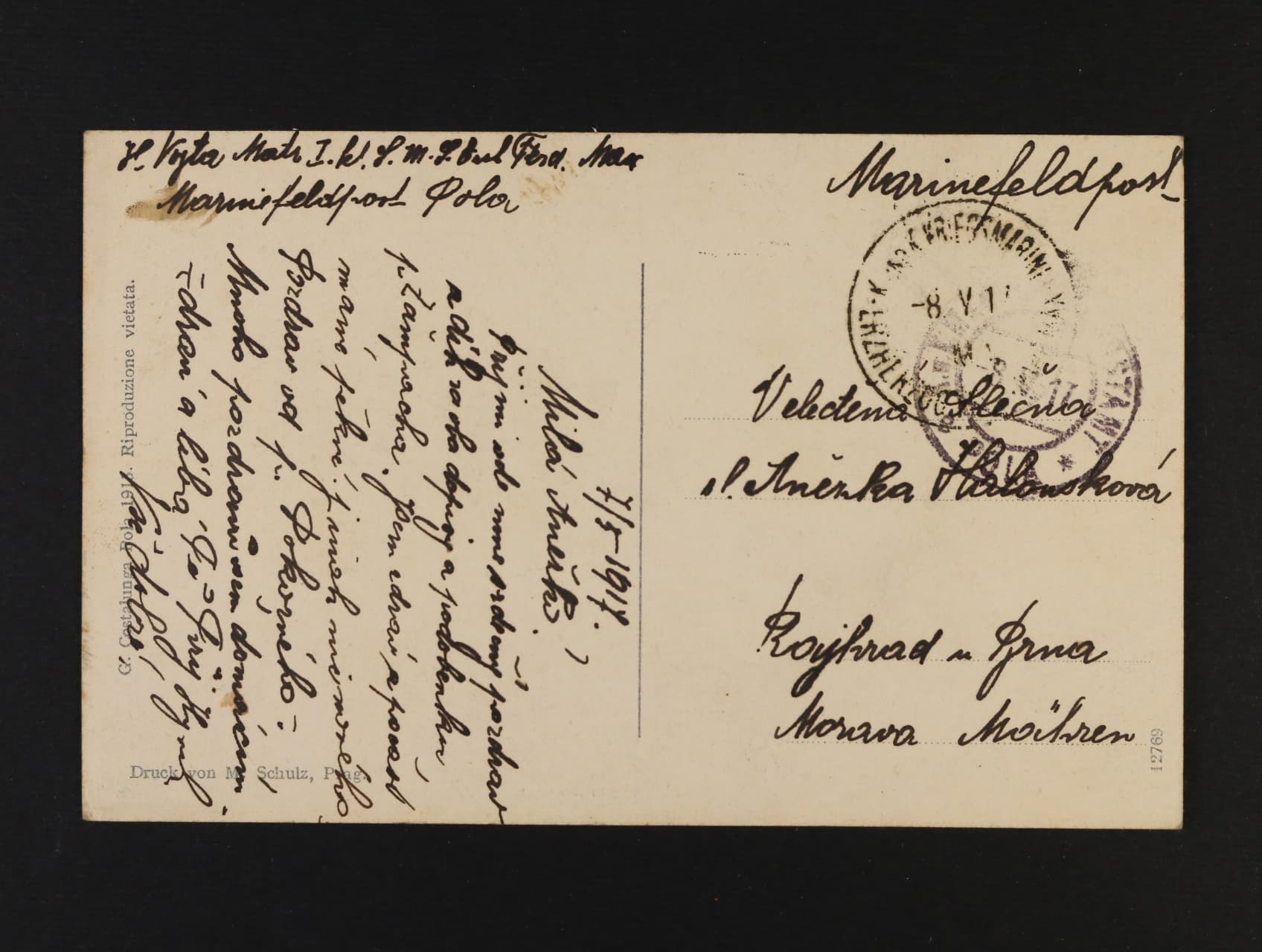 Celistvost s pod. raz. K.u.K. MFPA POLA 8.5.14 + raz. S.M.S Erzherzog Ferdinand Max., dobrá kvalita