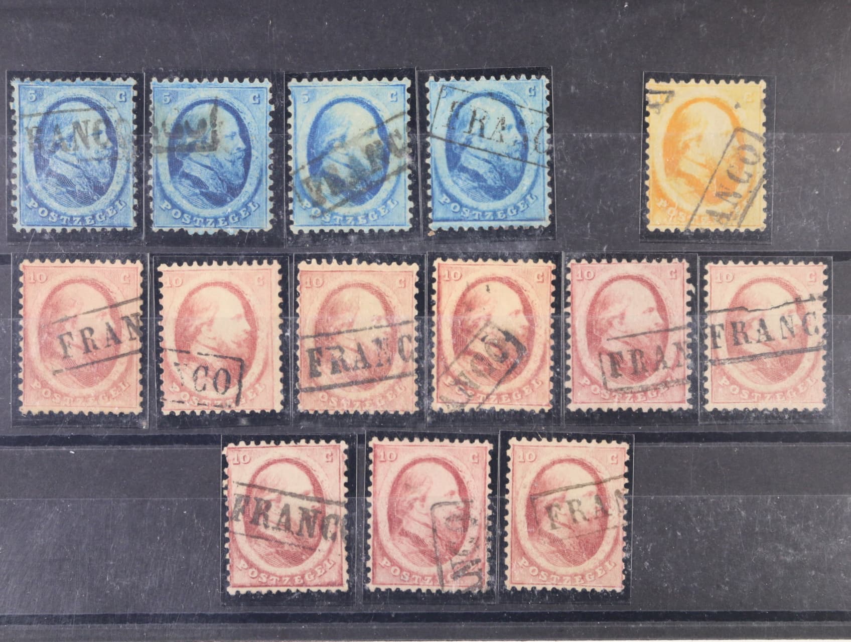 sestava 14 ks zn. Mi. č. 4 - 6, bar. odstíny,, 300 EUR