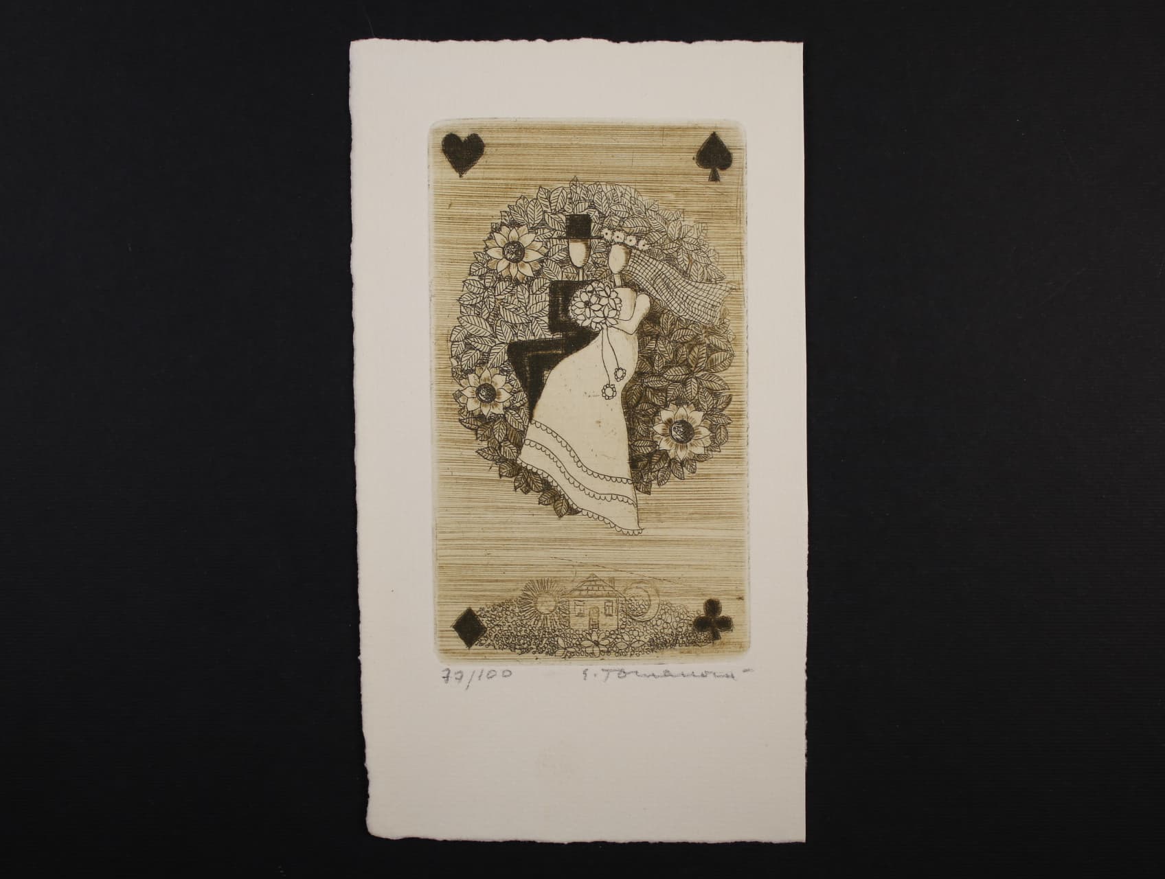Drobná grafika - Tomanová Emilie - jednobar. rytina o rozm. 75 x 125 mm s vlastnoručním podpisem a číslem 77/100