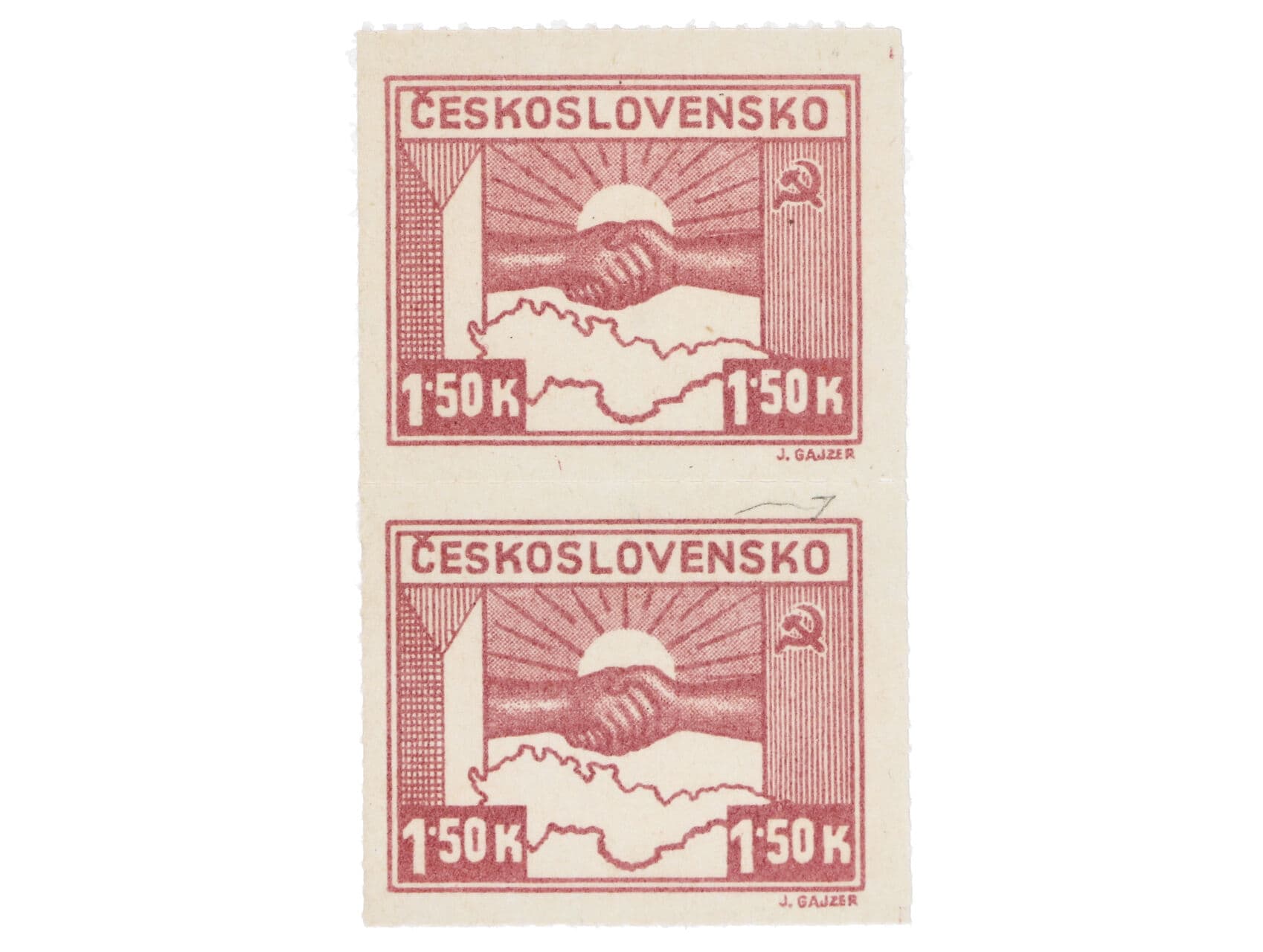 zn. č. 353a 2 páska, 1x vynechaný perf. otvor