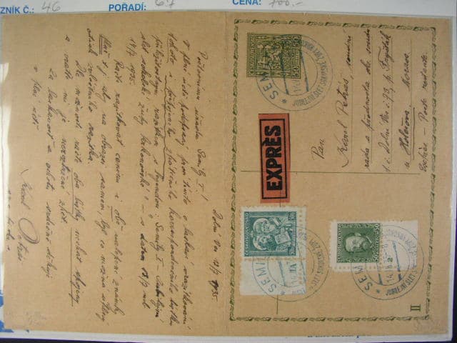 CDV č. 50 oboustr. prošlá, pod. raz. FRYŠTÁK 12.7.35, resp. pam. raz. SEMILY JUBILEJNÍ SLET SOKOLSKÉ ŽUPY KRKONOŠSKÉ 14.7.35, zajímavé