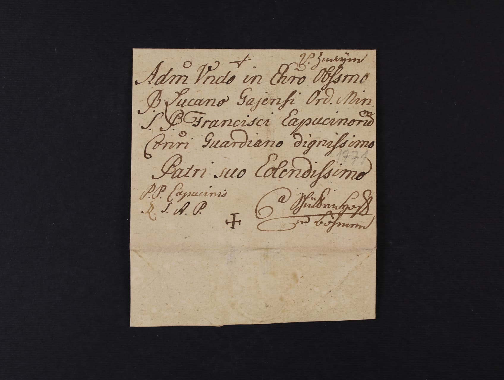 skl. církevní dopis z r. 1771 se zdvořilostní adresou v latině