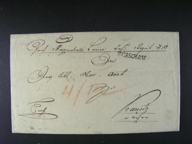 skl. dopis z r. 1817 s pod. řádkovým raz. V. CASCHAU, dobrá kvalita