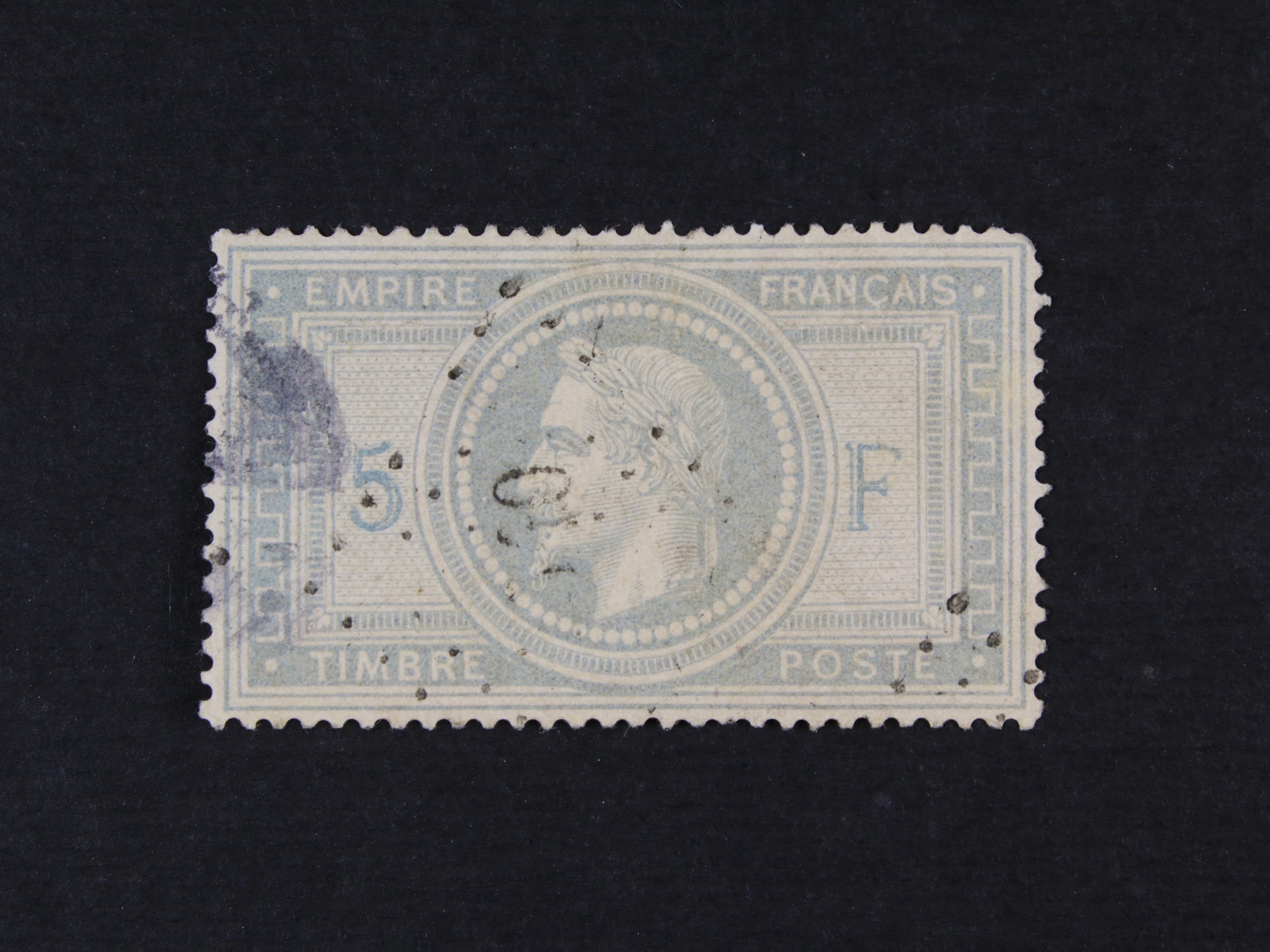 zn. Mi. č. 35 5Fr Napoleon III. v pravém horním rohu kz, na levém okraji nepatrně stržený papír (u tohoto vydání běžné), cca 1000 EUR