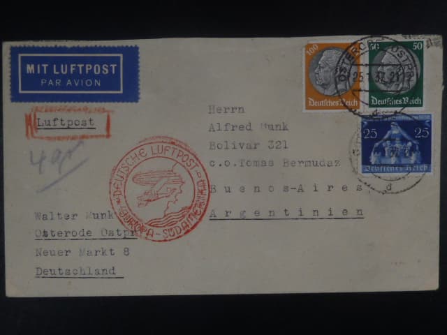 Zeppelinova letecká pošta 1937 - dopis "DEUTSCHE LUFTPOST - EUROPA-NORDAMERIKA"