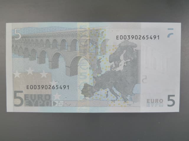 5 Euro 2002 série E, podpis Jeana-Clauda Tricheta, E010 tiskárna F. C. Oberthur, Francie