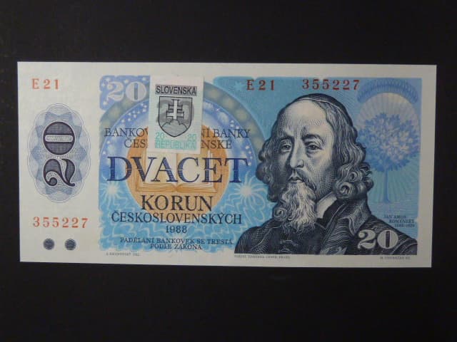 20 Sk/Kčs 1988 s. E 21, kolkovaná, Ba. SK 1, Pi. 15
