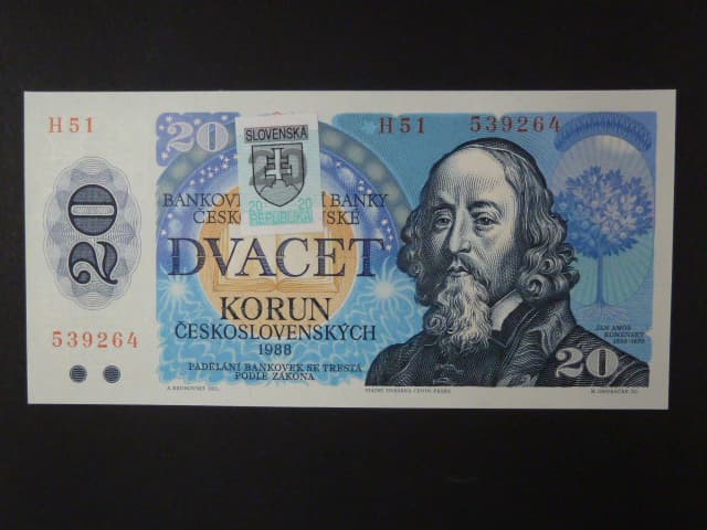 20 Sk/Kčs 1988 s. H 51, kolkovaná, Baj. SK 1, Pi. 15