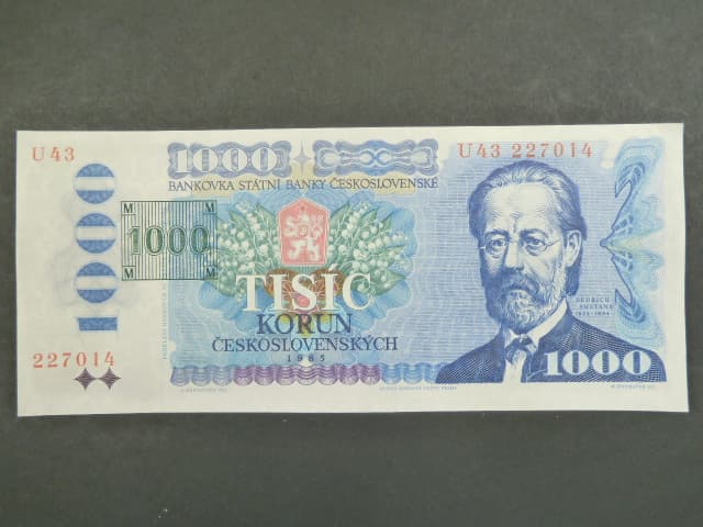 1000 Kč 1985/1993 série U 43, kolek tištěný