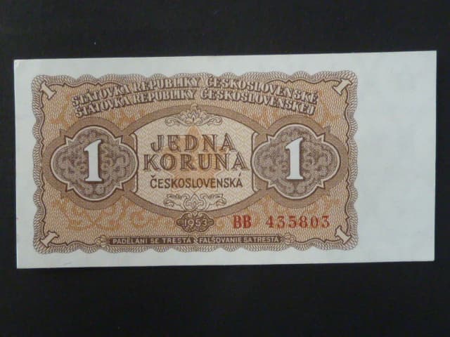 1 Kčs 1953 série BB, tiskárna Goznak Moskva
