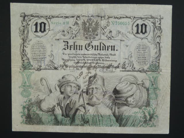 10 Gulden 15.1.1863 Serie uH, 3x raz ECHT