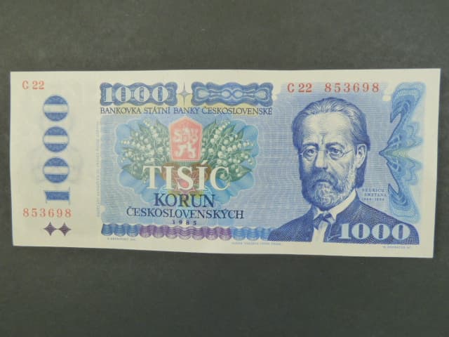 1000 Kčs 1985 série C 22, sériové čísla blíž u sebe