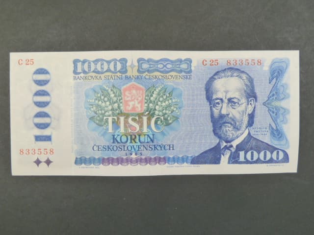 1000 Kčs 1985 série C 25, sériové čísla blíž u sebe
