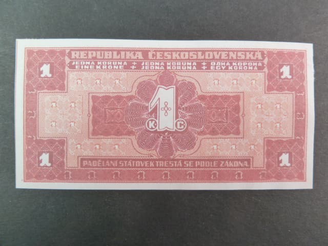 1 Kč 1919, návrh, oboustranná, červená