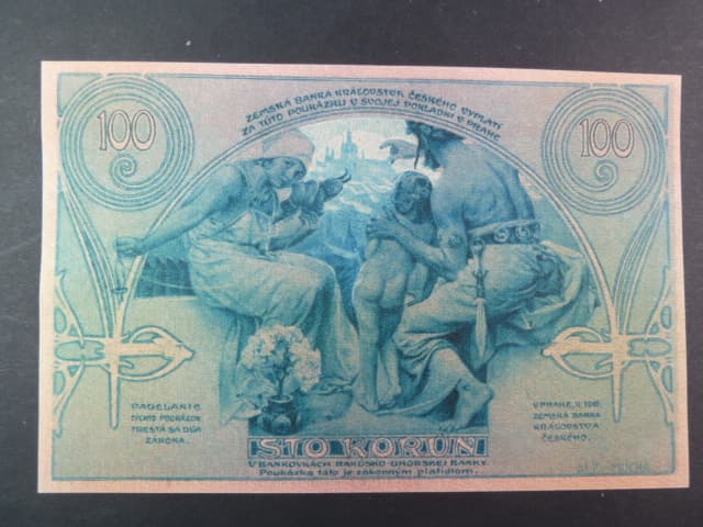 100 K 1919 poukázka království českého, nevydaná, oboustranná