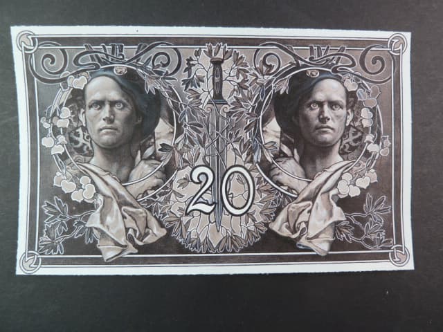 20 Kč 1919, návrh, jednostranná