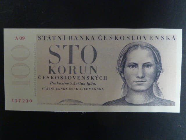 100 Kčs 1950, návrh I.varianta, oboustranná