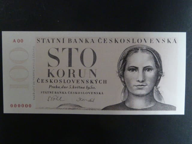 100 Kčs 1950, návrh II.varianta, oboustranná