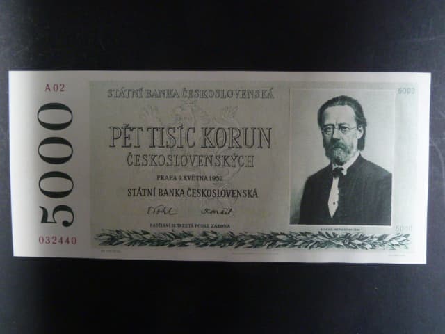 5000 Kčs 1952, návrh, oboustranná
