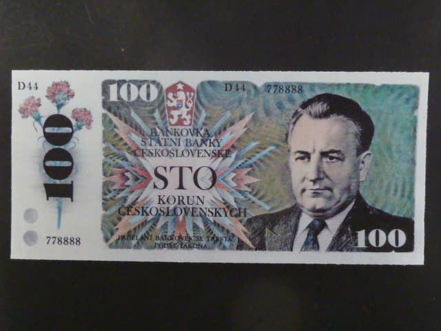 100 Kčs 1989, návrh, jednostranná