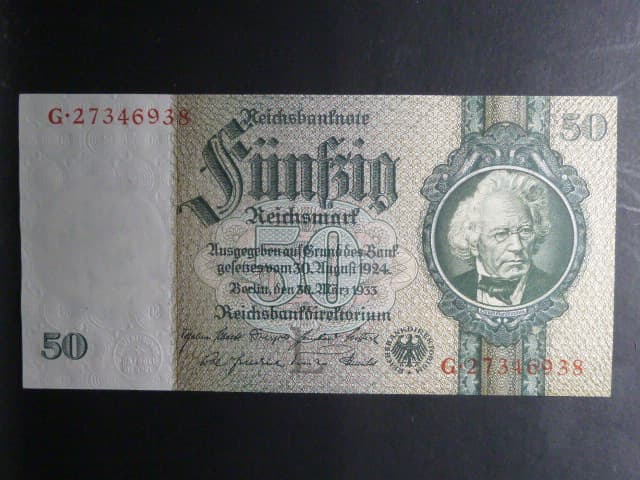 Německo, 50 RM 1933 série G, mírové vydání, podtiskové písmeno L, Ba. D6d