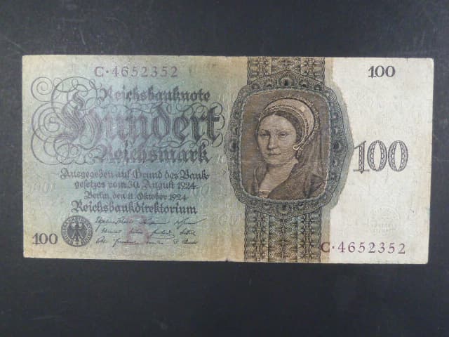 Německo, 100 RM 1924 série C, podtiskové písmeno B, Ba. D7