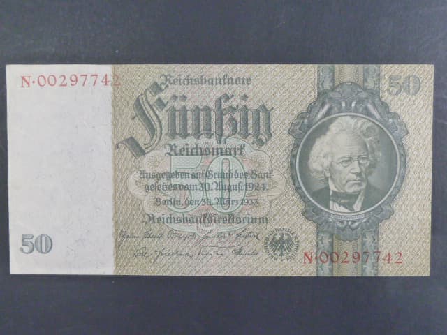 Německo, 50 RM 1933 série N, válečné vydání, Ba. D6e