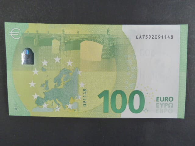 100 Euro 2019 série EA, podpis Mario Draghi, E011