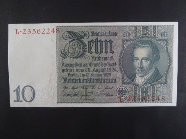 Německo, 10 RM 1929 série L, mírové vydání, podtiskové písmeno E, Ba. D2b