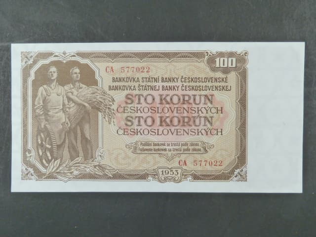 100 Kčs 1953 série CA, tiskárna Goznak Moskva