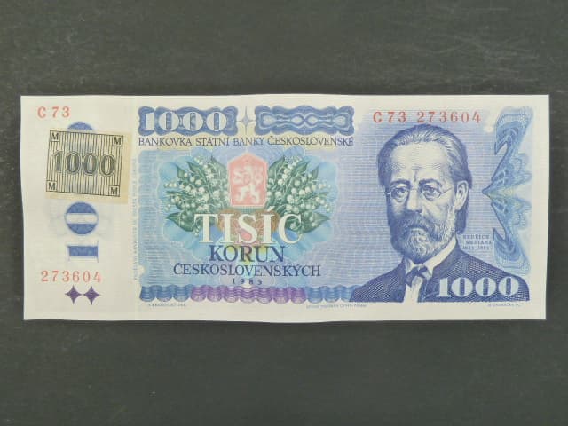 1000 Kč 1985/1993 série C 73, kolek lepený