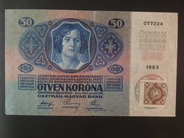 50 K 2.1.1914 , kolkovaná séere 1063, kolek s posunem perforace