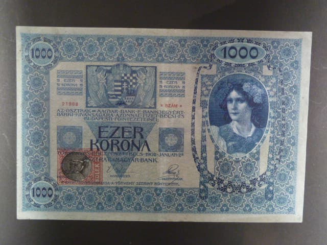 1000 K 1902 série 1230, kolkovaná , typ A2, šedý podtisk