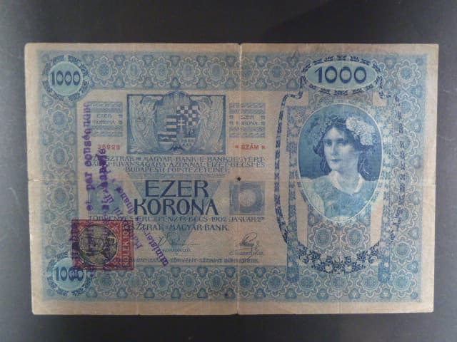 1000 K 1902, kolkovaná - padelany kolek s raz. Búmf + Ce timbre... Da. 10 + 2