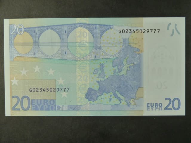 20 Euro 2002 s.G, Kypr, podpis Jeana-Clauda Tricheta, G013 tiskárna Koninklijke Joh. Enschedé, Holandsko