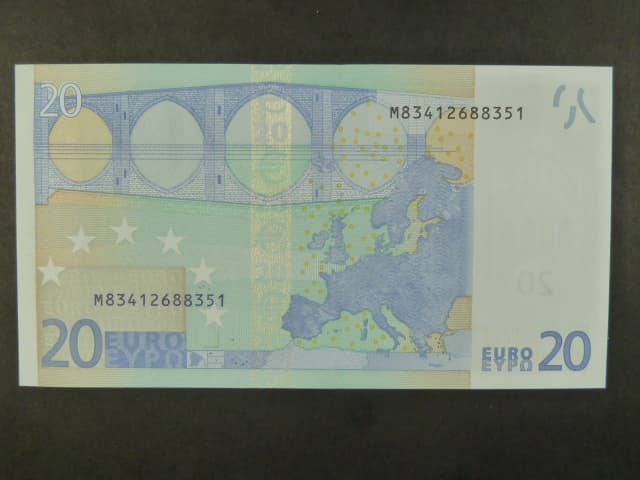 20 Euro 2002 s.M, Portugalsko, podpis Jeana-Clauda Tricheta, U018 tiskárna Valora - Banco de Portugalsko, Portugalsko