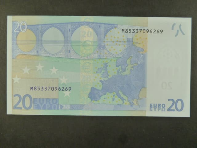 20 Euro 2002 s.M, Portugalsko, podpis Jeana-Clauda Tricheta, U020 tiskárna Valora - Banco de Portugalsko, Portugalsko