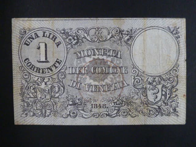 Lombardsko - Benátsko, 1 Lire corrente 1848 - I.vydání, Moneta del Comune di Venezia, Ri. 509
