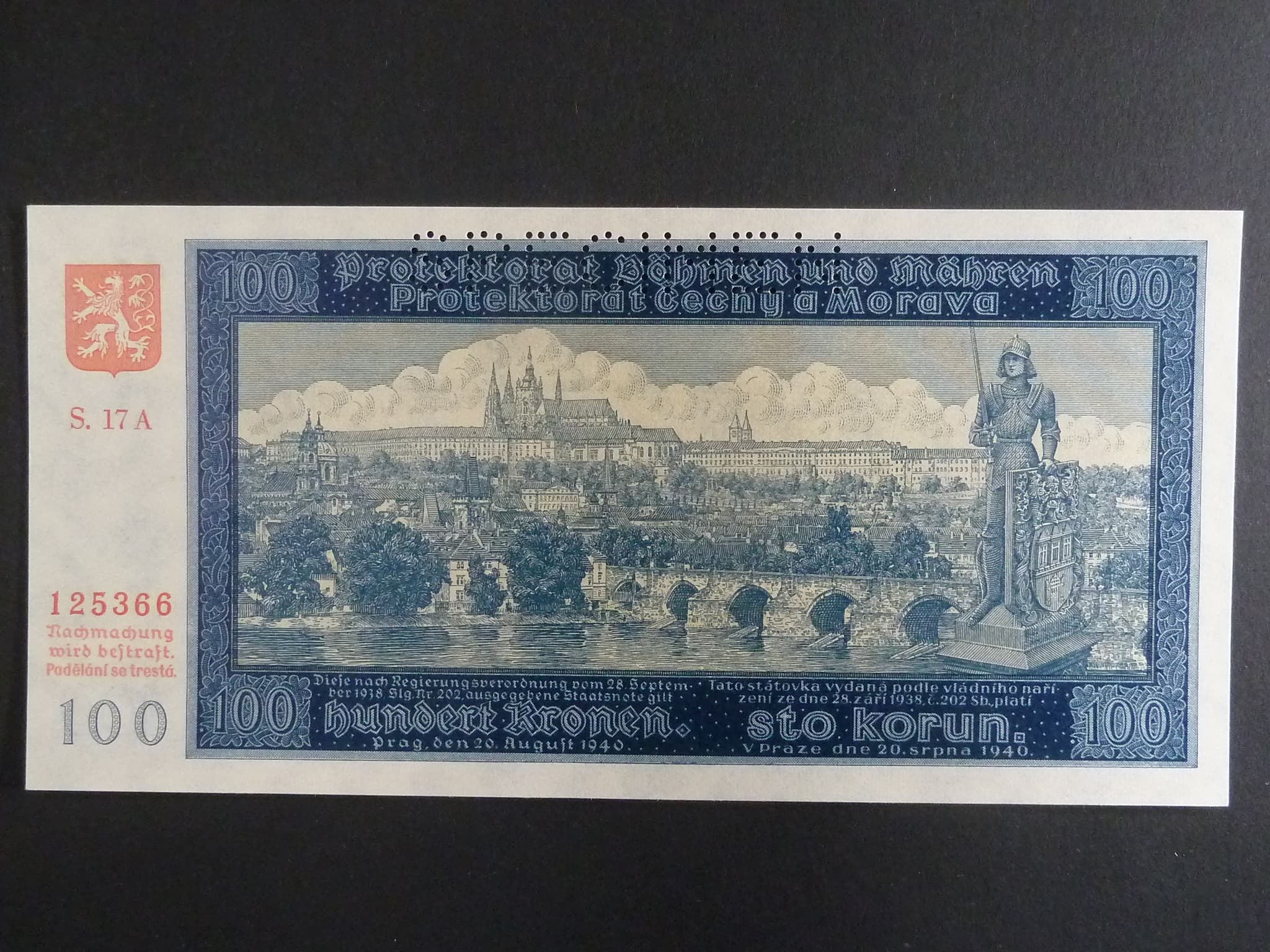 100 K 1940 série 17 A, II. vydání, perf. SPECIMEN