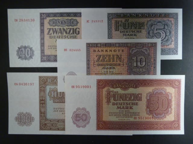 DDR - sada 5, 10, 20, 50, 100 DM 1955, Ro. 349 - 353