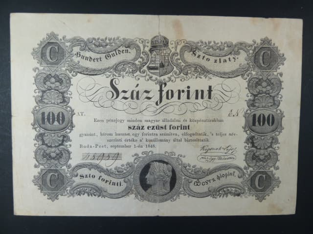 Uhersko, 100 Forint / Gulden 1.9.1848, , Ri. 410, pěkný stav