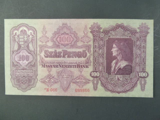 Maďarsko, 100 Pengö 1930 série E* 066 Szálasiho vydání, Ba. H 10b, zvrásněný papír