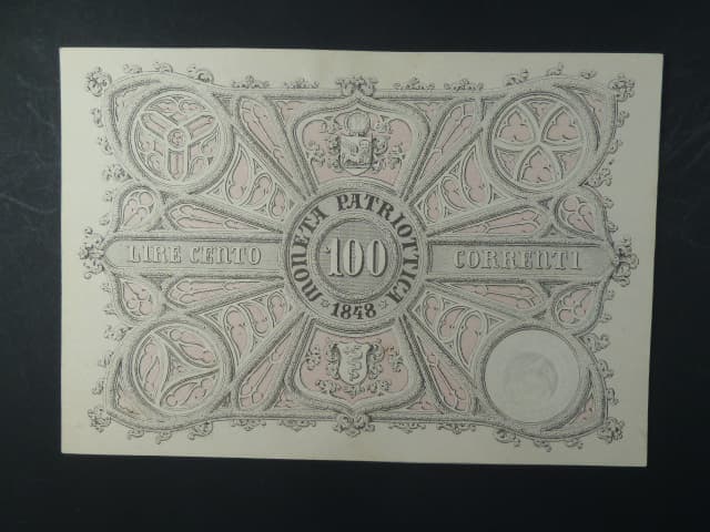 Lombardsko - Benátsko, 100 Lire correnti 1848 - revoluční vydání, Republica di San Marco, Ri. 508