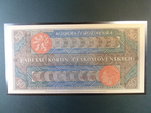 50 Kčs 1922 novotisk vydaný STC pro SNS Košice