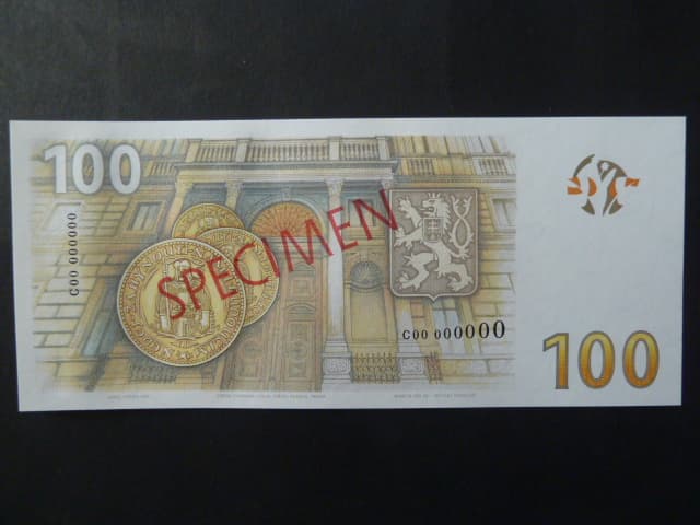 Pamětní tisk z nevydaného oceněného návrhu 100 Kč 2019 od Karla Zemana, série C 00 000000 s přetiskem SPECIMEN k 100.výročí budování české měny, motiv s Rašínem, dárkový obal, náklad série C - 100ks
