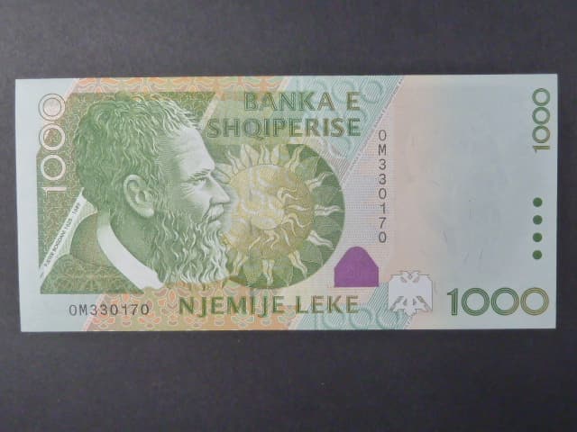 1000 Leke 2001, podpis "Shkëlqim Cani"/"Palok Kolnikaj", BNB. B318a