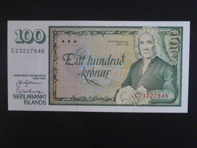 100 Krónur 1986 podpis"Sigurdsson/Gunnarsson", BNB B809l
